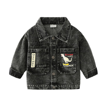 Cartoon Series Single-Button Non-Hooded Kids Denim Jacket for Boys