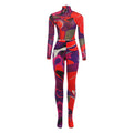 Fashion Digital Print Sexy Sheer Crop High-Waisted Skinny Pants Set for Women