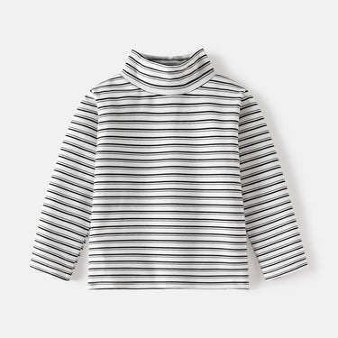 Long Sleeve T-Shirt for Boys, High Neck, Warm Fleece Material Kids' Basic Layering Top