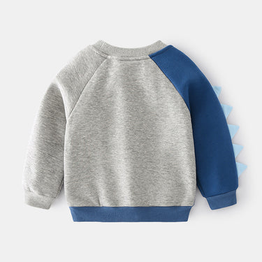 Blue and Gray Color-blocked Kids' Fleece Hoodie Long Sleeve Children's Cotton Fleece Pullover Sweatshirt