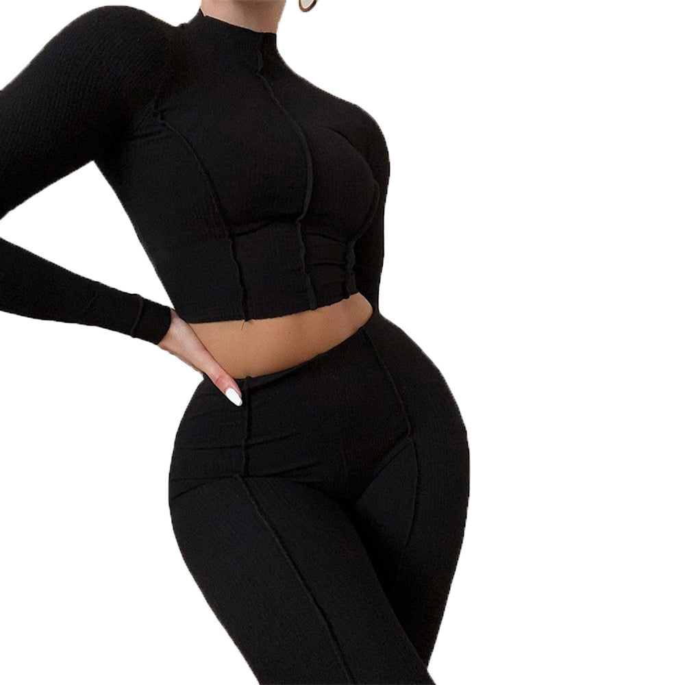 Fashionable Spring Women's Two-Piece Set with Reversible Design, High-Waisted Fitted Solid Color Outfit