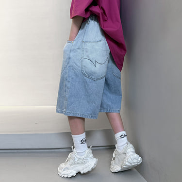 Casual Denim Shorts for Boys Trendy Mid-Length Pants for Kids and Teens