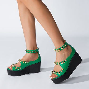 New Wedge Platform Sandals Round Toe Foam Bottom Buckle Roman Women Sandals