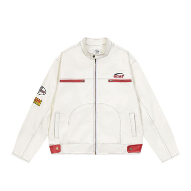 PU leather jacket motorcycle suit for men