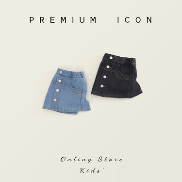Jela Kids Girls Denim Shorts Mid-Size Washed Cotton Skirt Pants