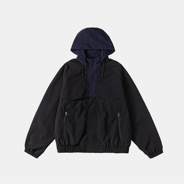 Outdoor Color-block Detachable Hooded Jacket Sport Casual Workwear Coat for Men