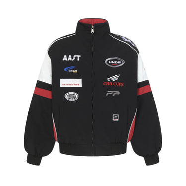 Embroidered motorcycle wind clip cotton jacket for men