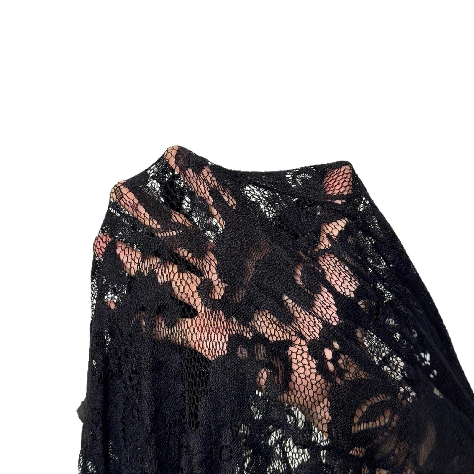 Sexy Lace Sheer Long Sleeve Bodycon Dress with Tie-Back Neckline for Women