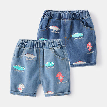Mid-Length Shorts Cartoon Pattern Casual Summer Kids Jeans Shorts