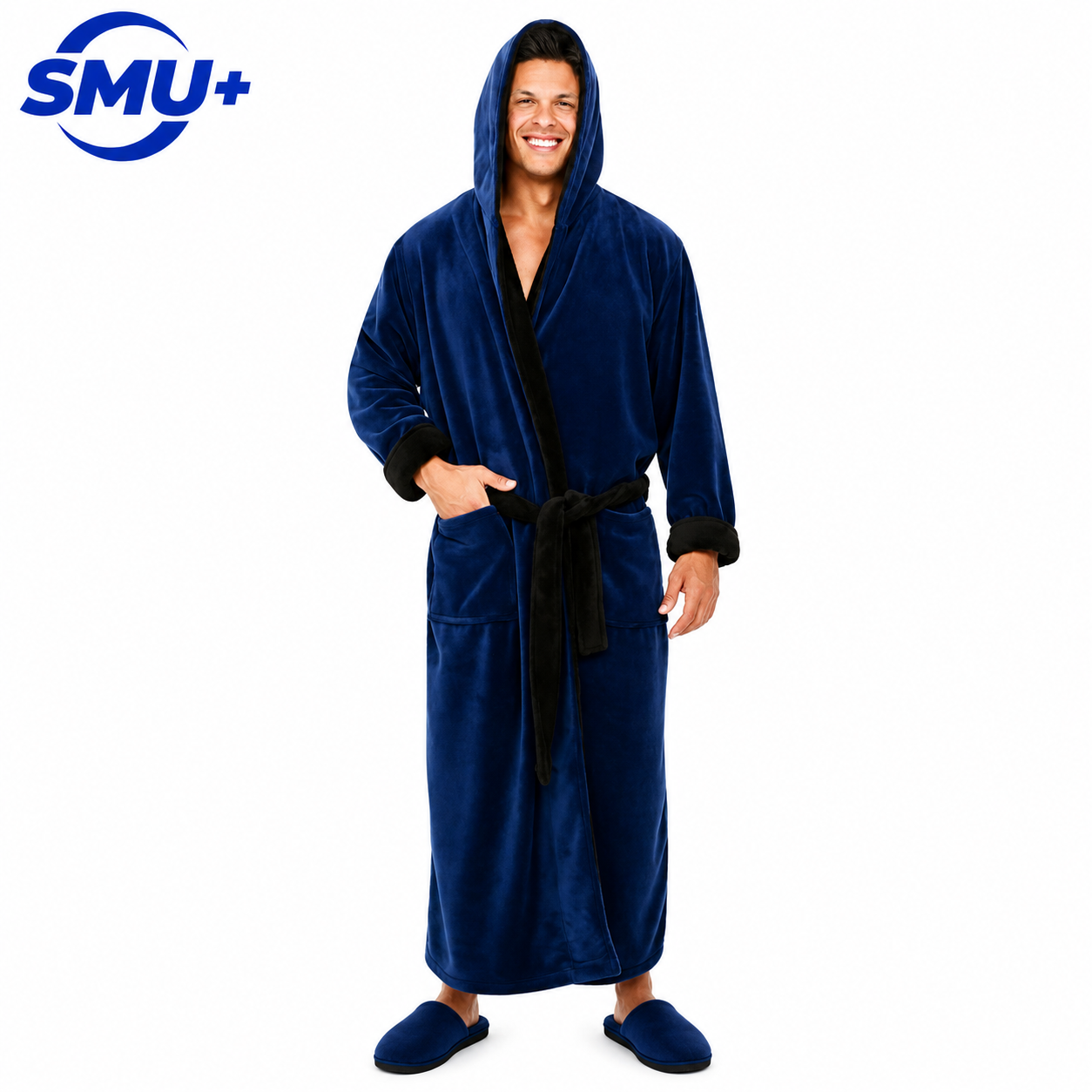 Men Bathrobe Men's Winter Lengthened Plush Shawl Bath Robe Home Clothes Long Sleeved Robe Coat