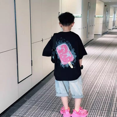 Boys' Ice Cream Print Short Sleeve T-Shirt Top for Kids Mid to Big Sizes