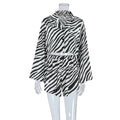 Stripe Short Sleeve Long Sleeve Split Shorts Two-Piece Set Cool Touch Ice Silk Women's Loungewear