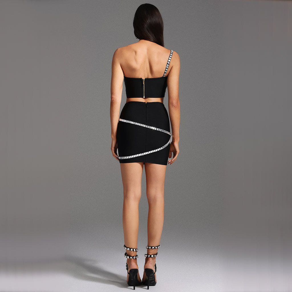 Women's suspender strapless short skirt set