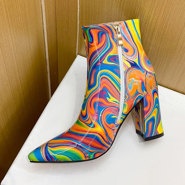 Women's New High-Heeled Autumn And Winter Thick Heel Pointed Toe Patent Leather Martin Boots