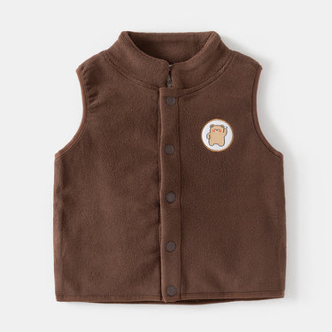 Clothing Kids' Outwear Soft Plush Backless Jacket with Cartoon Logo
