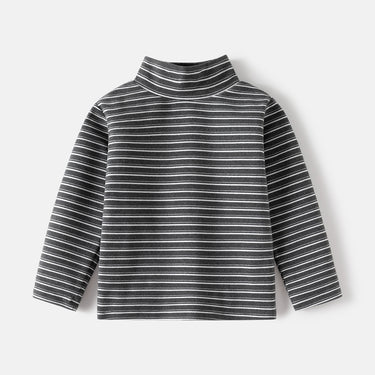 Long Sleeve T-Shirt for Boys, High Neck, Warm Fleece Material Kids' Basic Layering Top