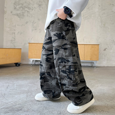 Boy's Camouflage Cargo Pants  Kids Big Kids Junior High School Students Straight Loose Boys Casual Long Pants