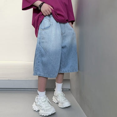 Casual Denim Shorts for Boys Trendy Mid-Length Pants for Kids and Teens