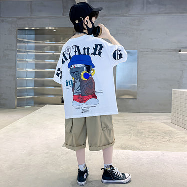 Print Back Short Sleeve T-Shirt Half Sleeve Kids T-Shirt