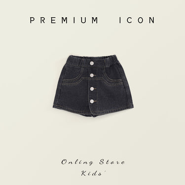 Jela Kids Girls Denim Shorts Mid-Size Washed Cotton Skirt Pants