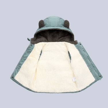 Fleece-Lined Warm Kids Vest, Solid Color Cute Hooded Kids Vest Sleeveless Vest