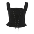 Solid Color Strapless Fitted Crop Top with Metal Rivets for Women