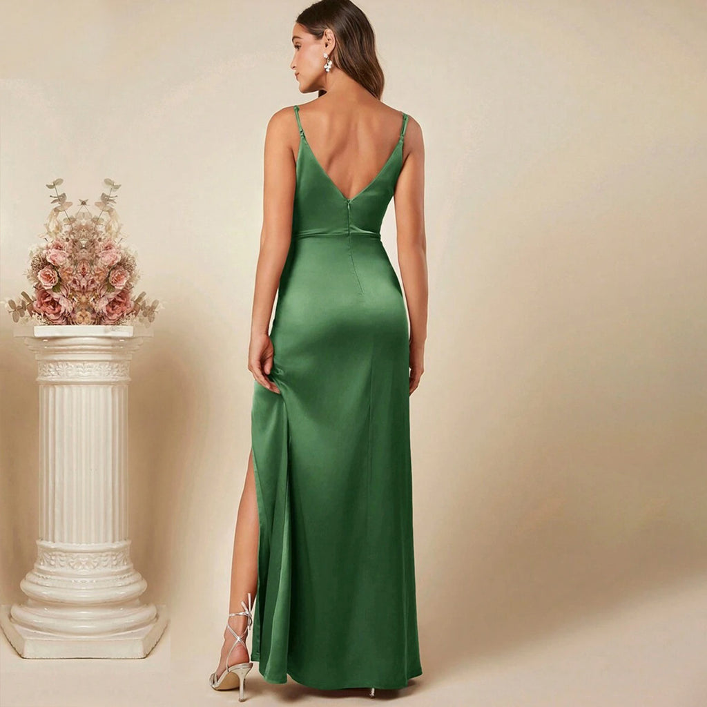 V-neck pleated camisole dress