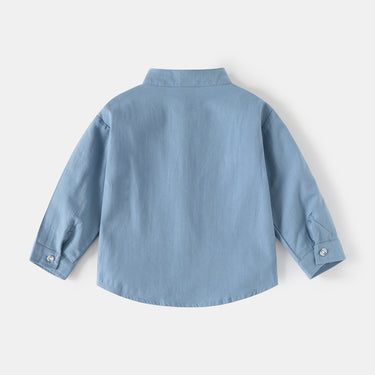 Long Sleeve Shirt Stand Collar Solid Color Dress Shirt Kids Top Trendy Children's Clothing Wholesale