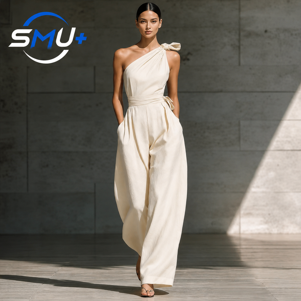 Sleeveless shoulder cinched jumpsuit