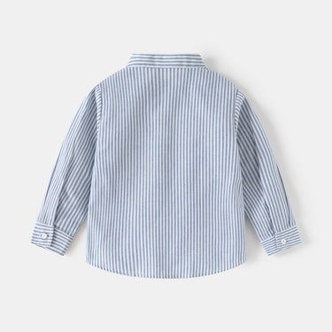Cotton Stand Collar White Long Sleeve Shirt for Boys Kids Children's Clothing Top