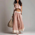 Summer Fashion Casual Temperament Solid Color Sleeveless V-Neck Two-Piece Set