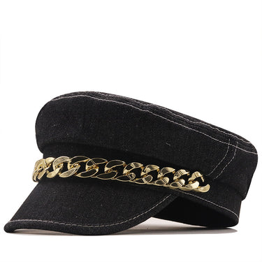 New Hat Female Sunscreen Korean Version Trendy Fashion Chain Flat Top Navy Hat Spot Summer Ladies Outdoor Sun Hat