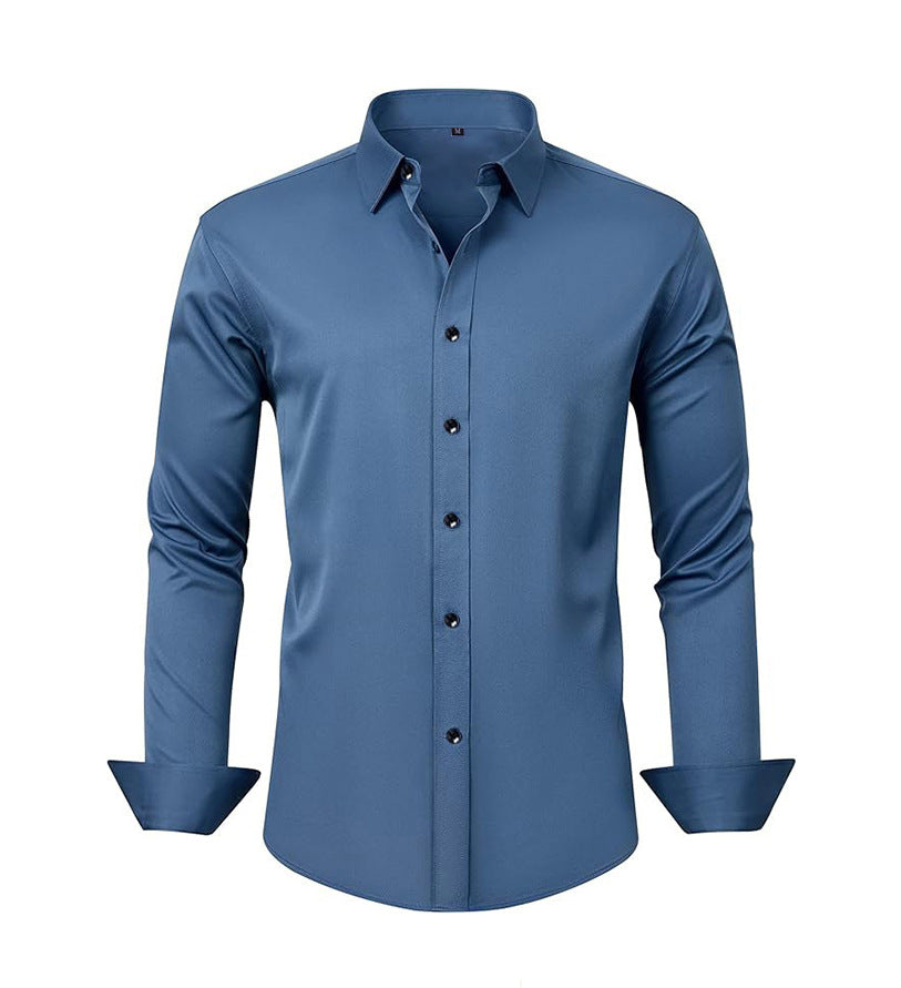Cotton Long Sleeve Shirt Men's Stretch Non-Iron Dress Shirt  Size Business Casual Shirt