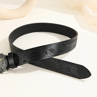 Western Cowboy Belt Versatile Bull Head Big Board Buckle Cowboy Carving Ethnic Style Male Punk PU Leather Belt