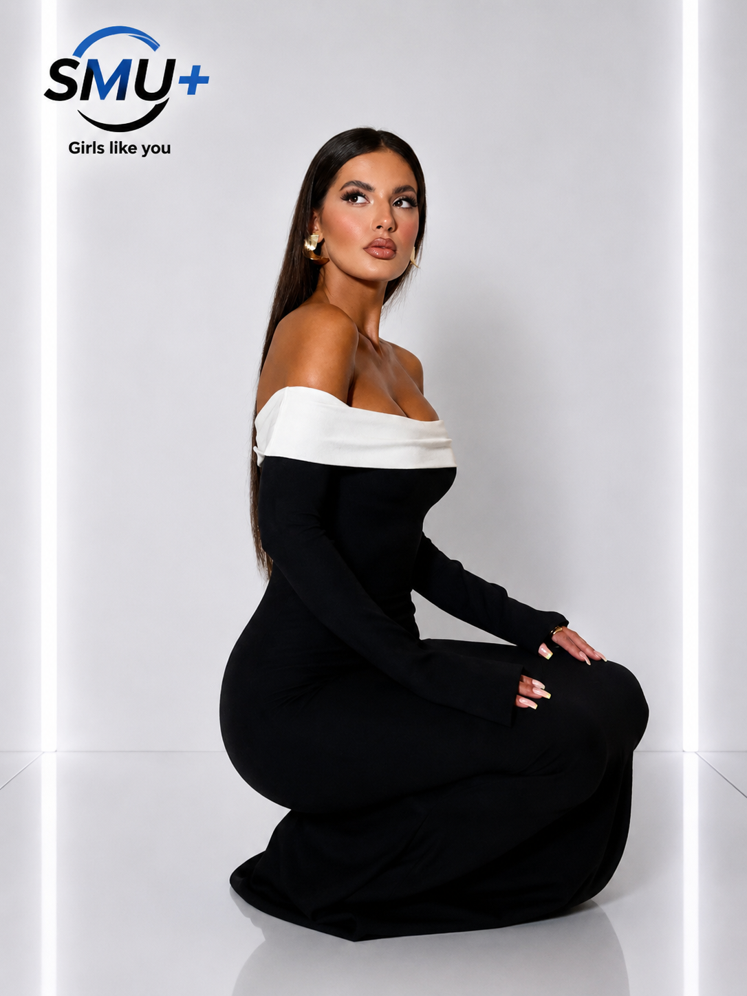 Shoulder Contrast Color Knitted Maxi Dress Women Long Sleeve Bodycon Dresses Summer Female Chic Party Evening Robe