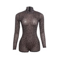 Fashion Sexy Leopard Print High Neck Slim Fit Bodycon Jumpsuit for Women