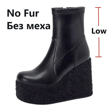 Newest Women Ankle Boots Autumn Winter Fashion Punk Style High Platforms Wedges Heels Shoes Party Night Club