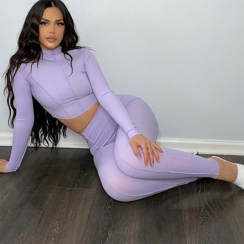 Fashionable Spring Women's Two-Piece Set with Reversible Design, High-Waisted Fitted Solid Color Outfit