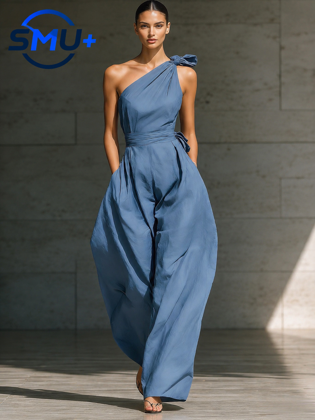 Sleeveless shoulder cinched jumpsuit