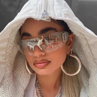 New Y2K Spice Girl Sunglasses Letter Integrated Sunvisor Sunglasses Women's Advanced Slimming Glasses