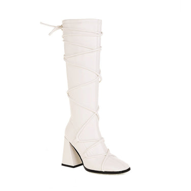 Ladies Black High Heels Stretch Knee High Boots Women Autumn Winter Punk Style Long Boots Shoes
