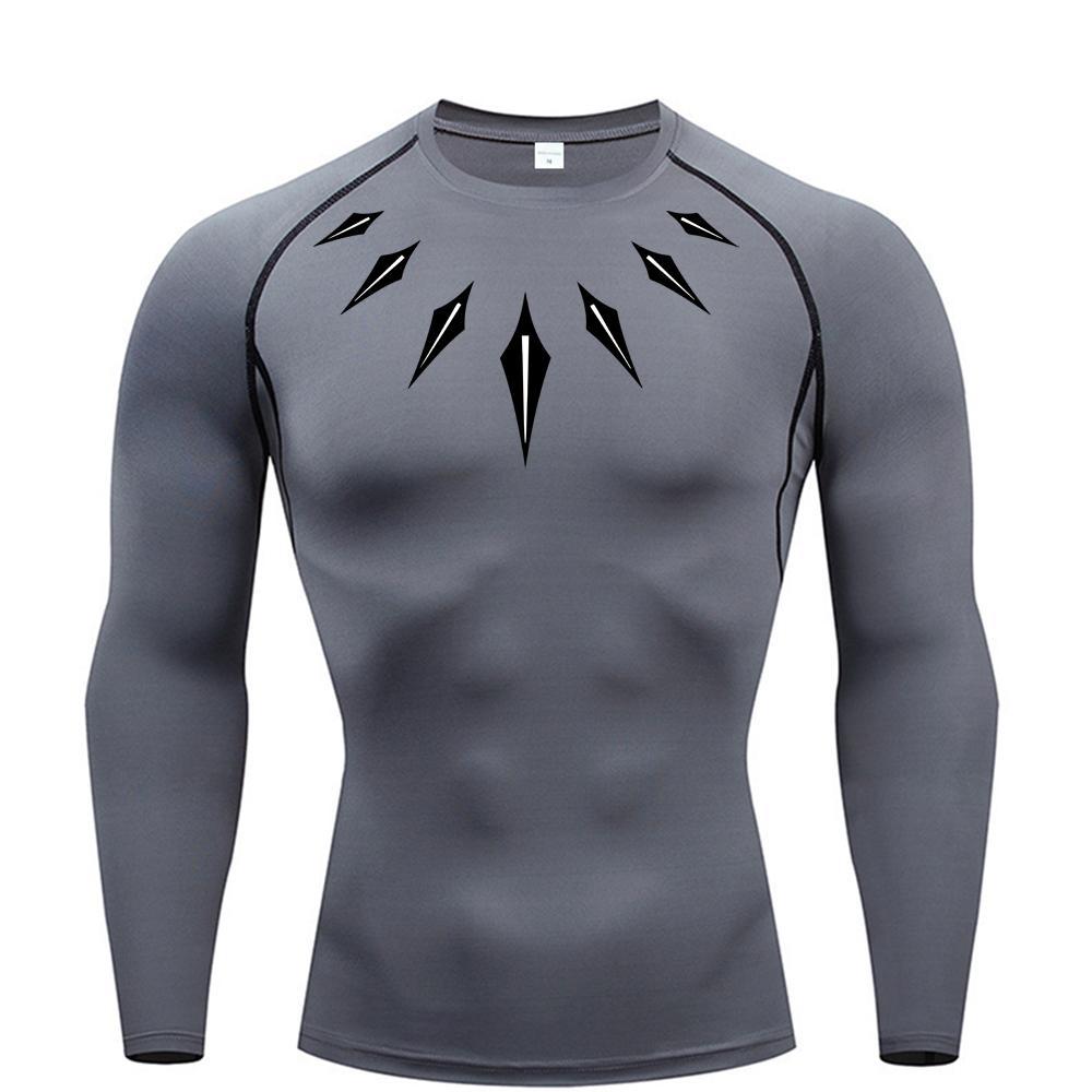 Printed Long Sleeve T-Shirt for Men, Quick-Dry Breathable Workout Running Top