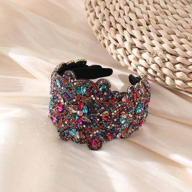 Full Sky Star Glass Diamond Wide Edge Vintage Hair Hoop