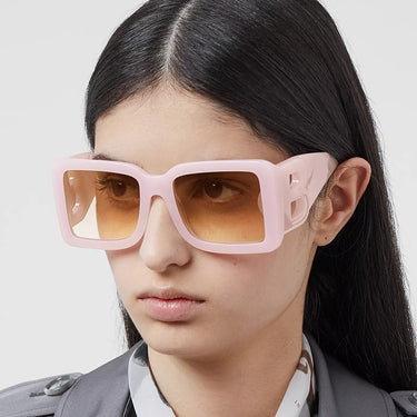 New Personality Modern Style Sunglasses Temples Hollow B-Shaped Sunglasses Women's Large Frame Square Glasses