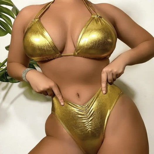 Swimsuit women's hot stamping fabric with pleats