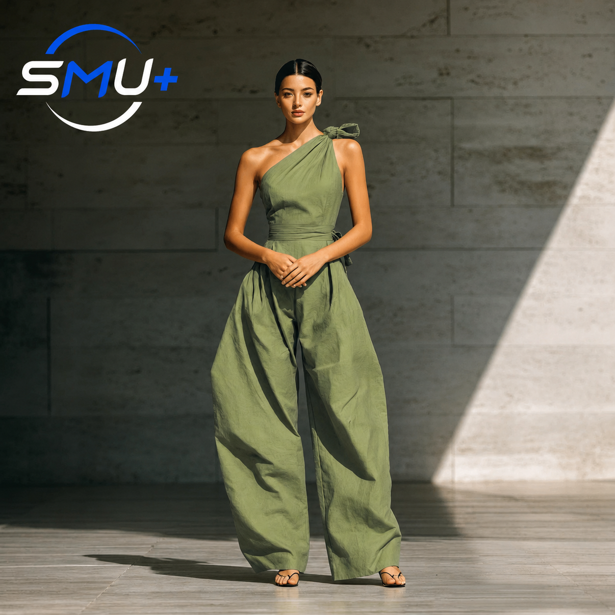 Sleeveless shoulder cinched jumpsuit