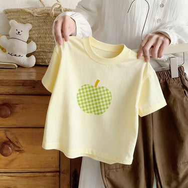 Cotton Children's Short Sleeve T-Shirt with Cartoon Print Kids Casual Summer Clothin