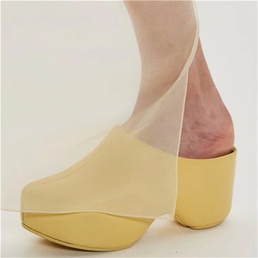 Runway Platform Mules Shoes Women Office Lady Leisure Half Slippers Luxury Designer Thick Bottom Flat Shoes Large