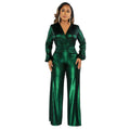 V-neck long sleeved jumpsuit