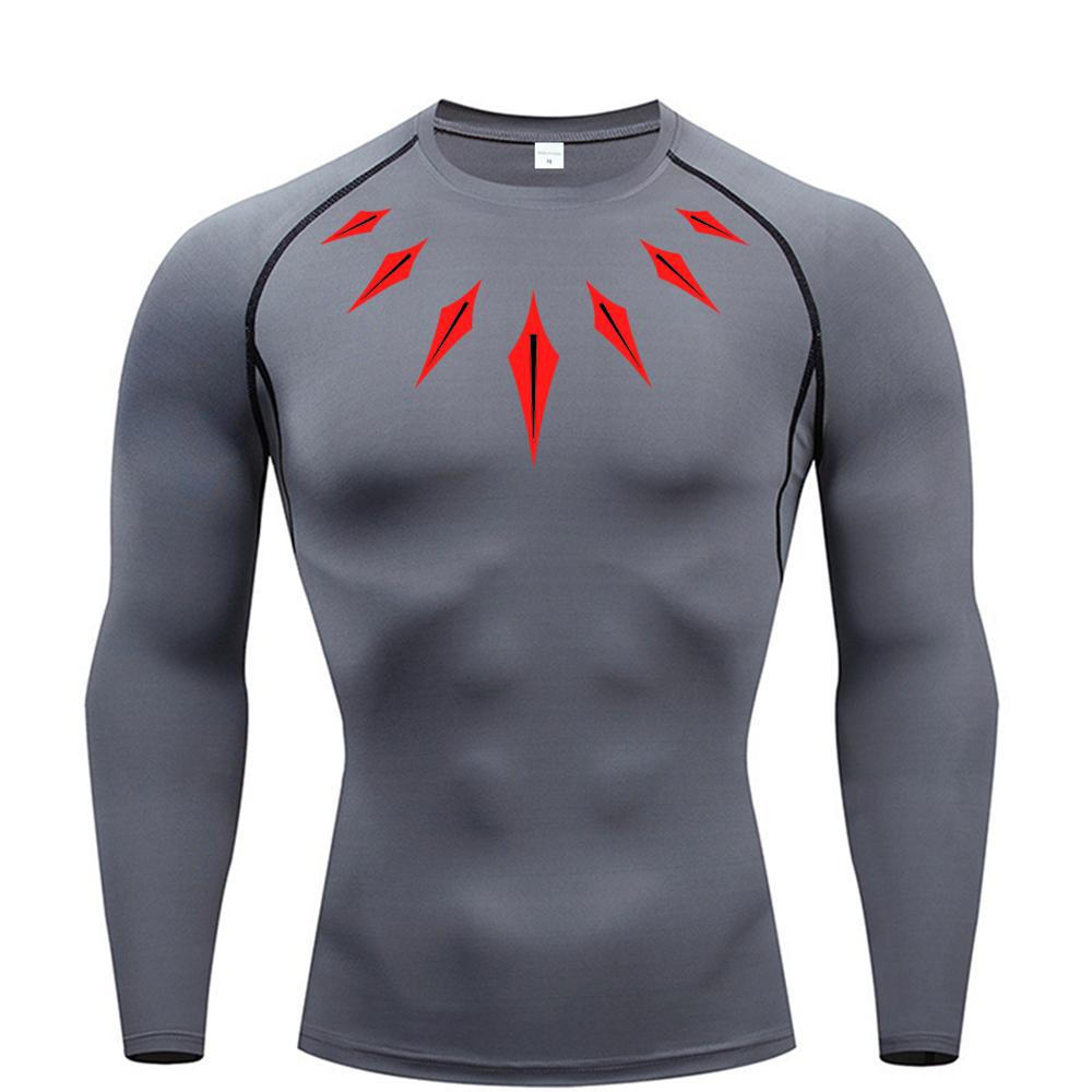 Printed Long Sleeve T-Shirt for Men, Quick-Dry Breathable Workout Running Top